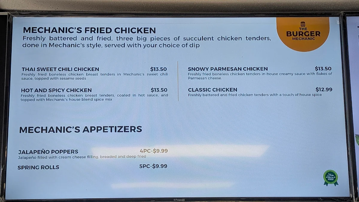 Menu, The Burger Mechanic - The English Fish and Chips Shop