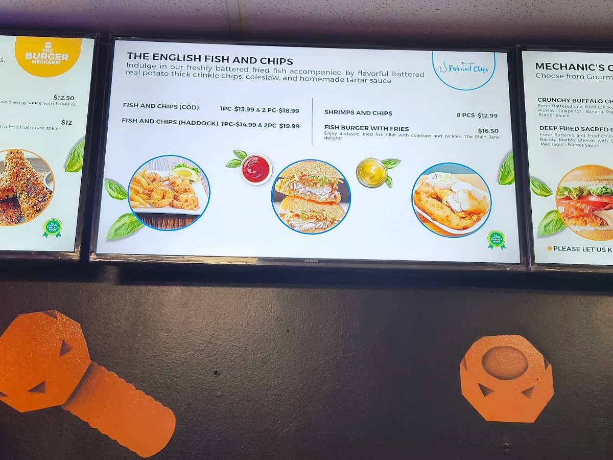 Menu, The Burger Mechanic - The English Fish and Chips Shop