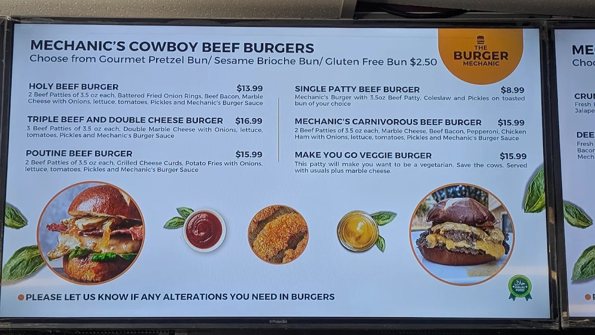 Menu, The Burger Mechanic - The English Fish and Chips Shop