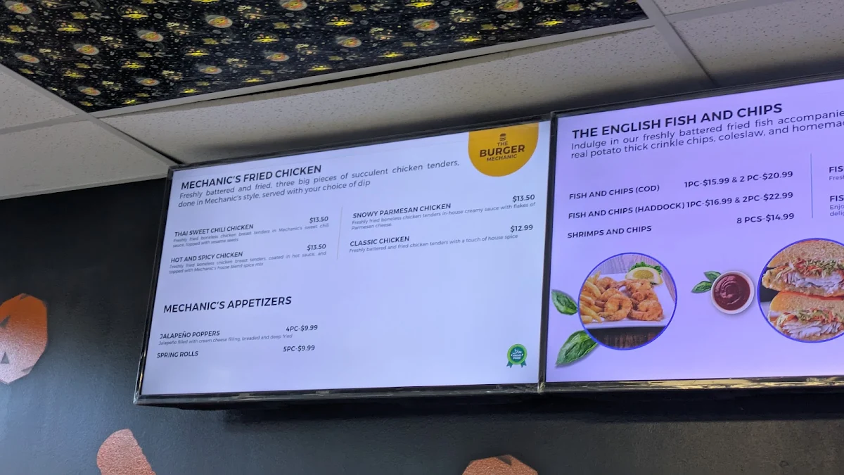 Menu, The Burger Mechanic - The English Fish and Chips Shop
