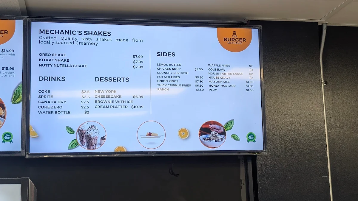 Menu, The Burger Mechanic - The English Fish and Chips Shop