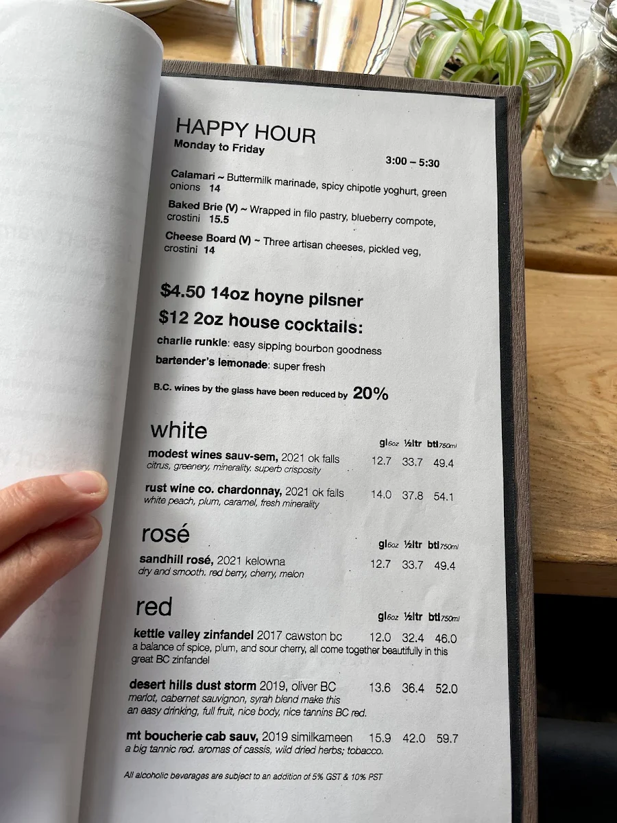 Menu, Uli's Restaurant