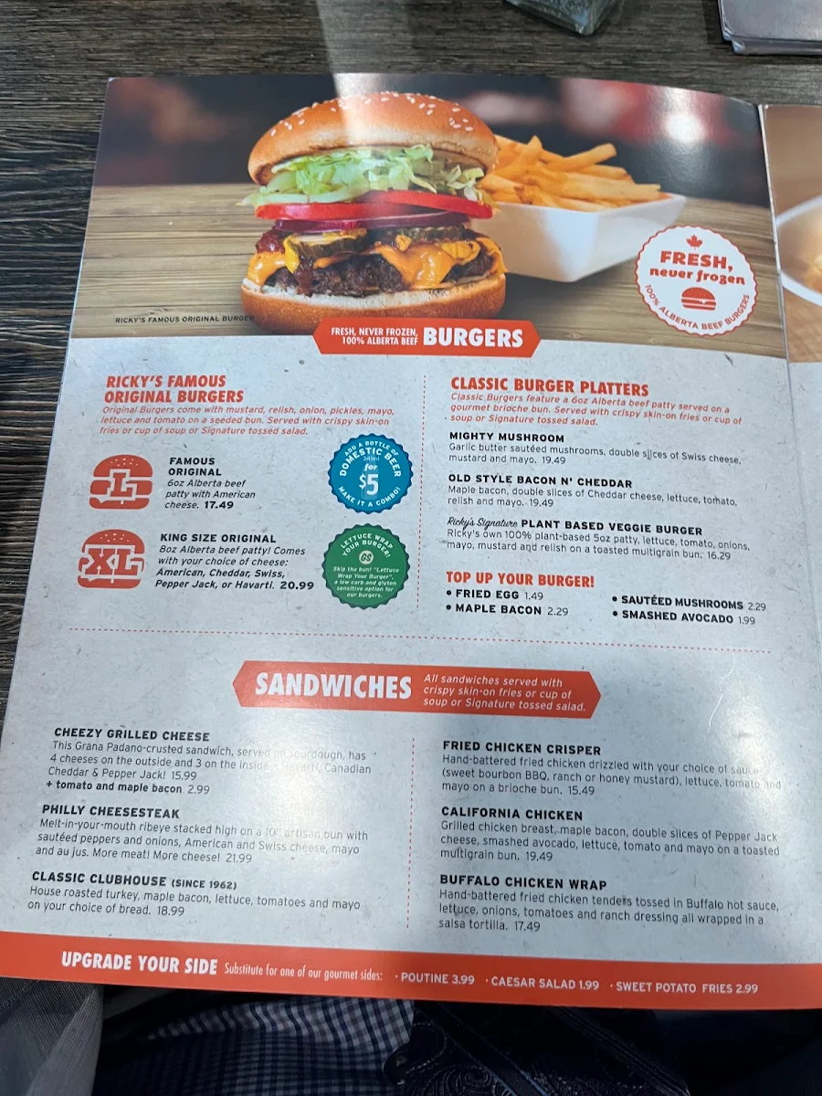 Menu, Ricky's All Day Grill - 130th Ave