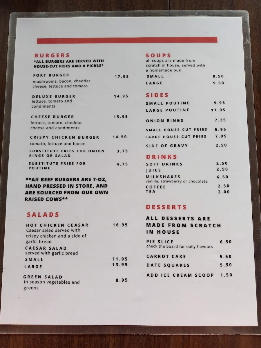 Menu, Fort Alexandria Cafe & Fruit Stand