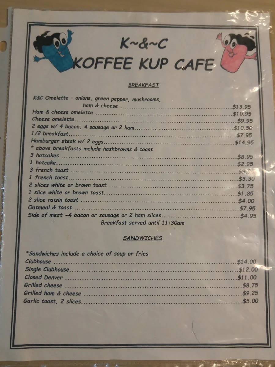 Menu, Fort Alexandria Cafe & Fruit Stand
