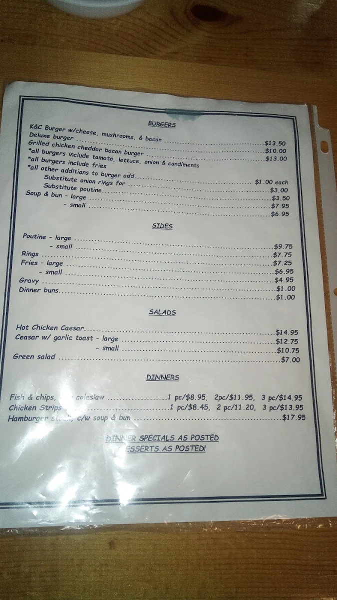 Menu, Fort Alexandria Cafe & Fruit Stand