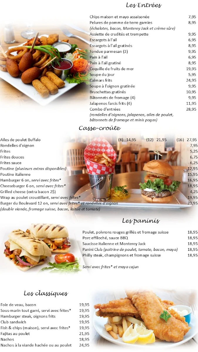 Menu, Resto Bar Et Grill Friends Inc.