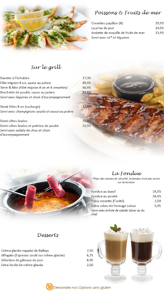 Menu, Resto Bar Et Grill Friends Inc.