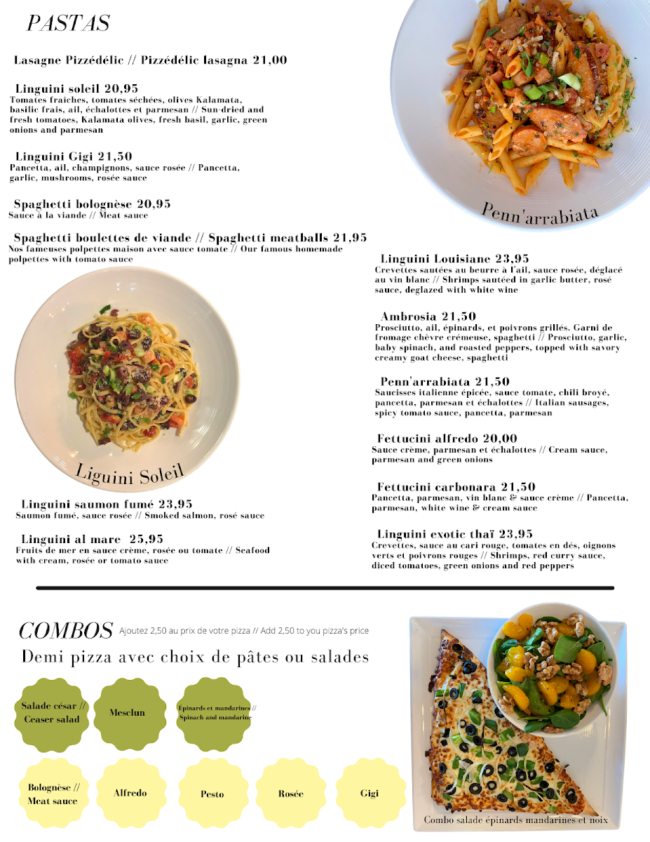 Menu, Pizzédélic