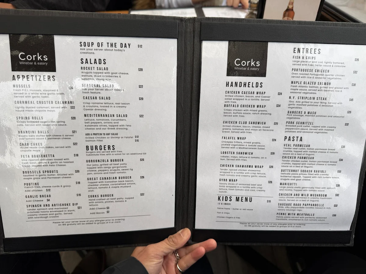 Menu, Corks Wine Bar & Eatery