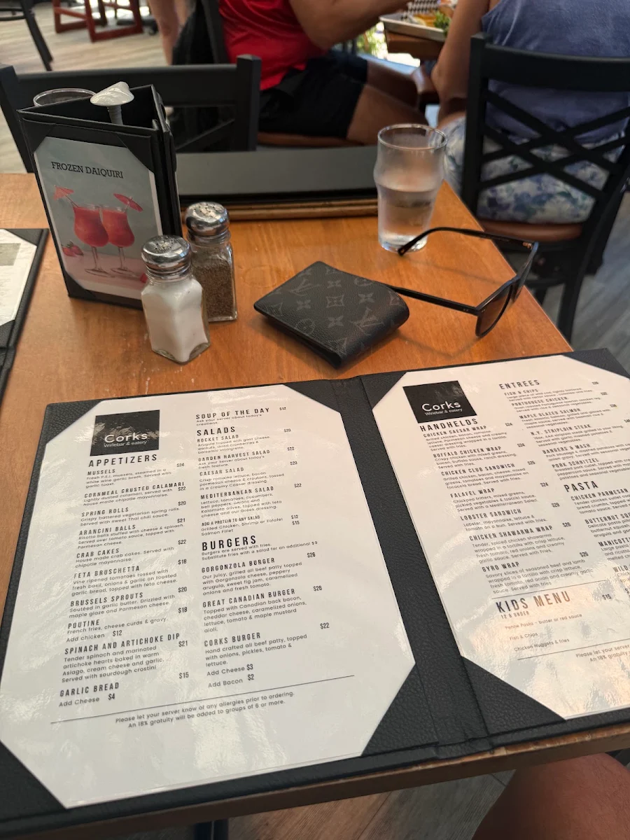 Menu, Corks Wine Bar & Eatery
