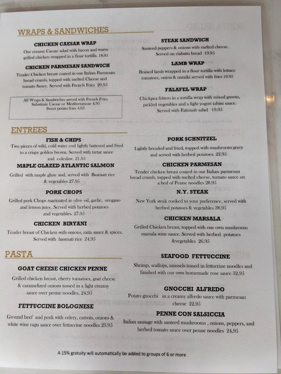 Menu, Corks Wine Bar & Eatery
