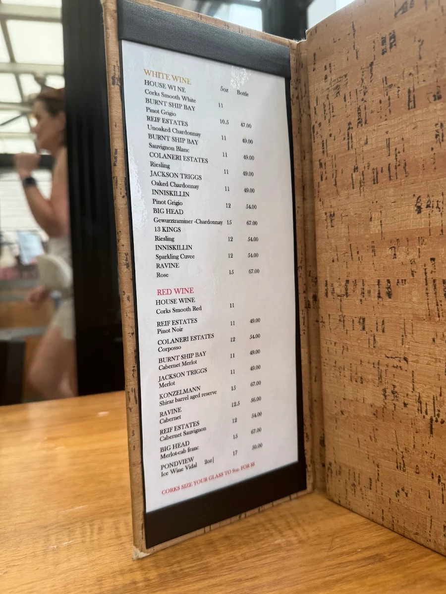 Menu, Corks Wine Bar & Eatery