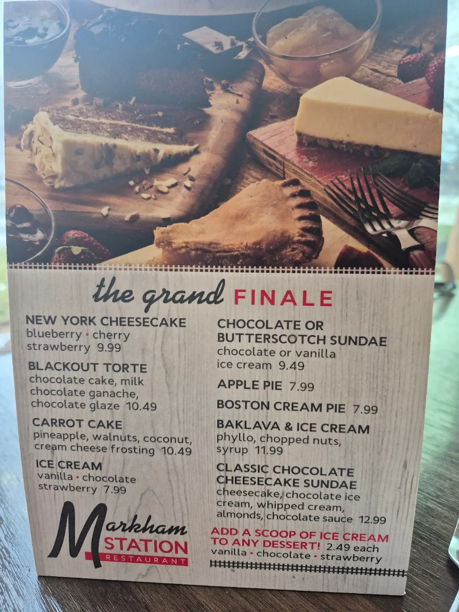 Menu, Markham Station Restaurant Richmond Hill