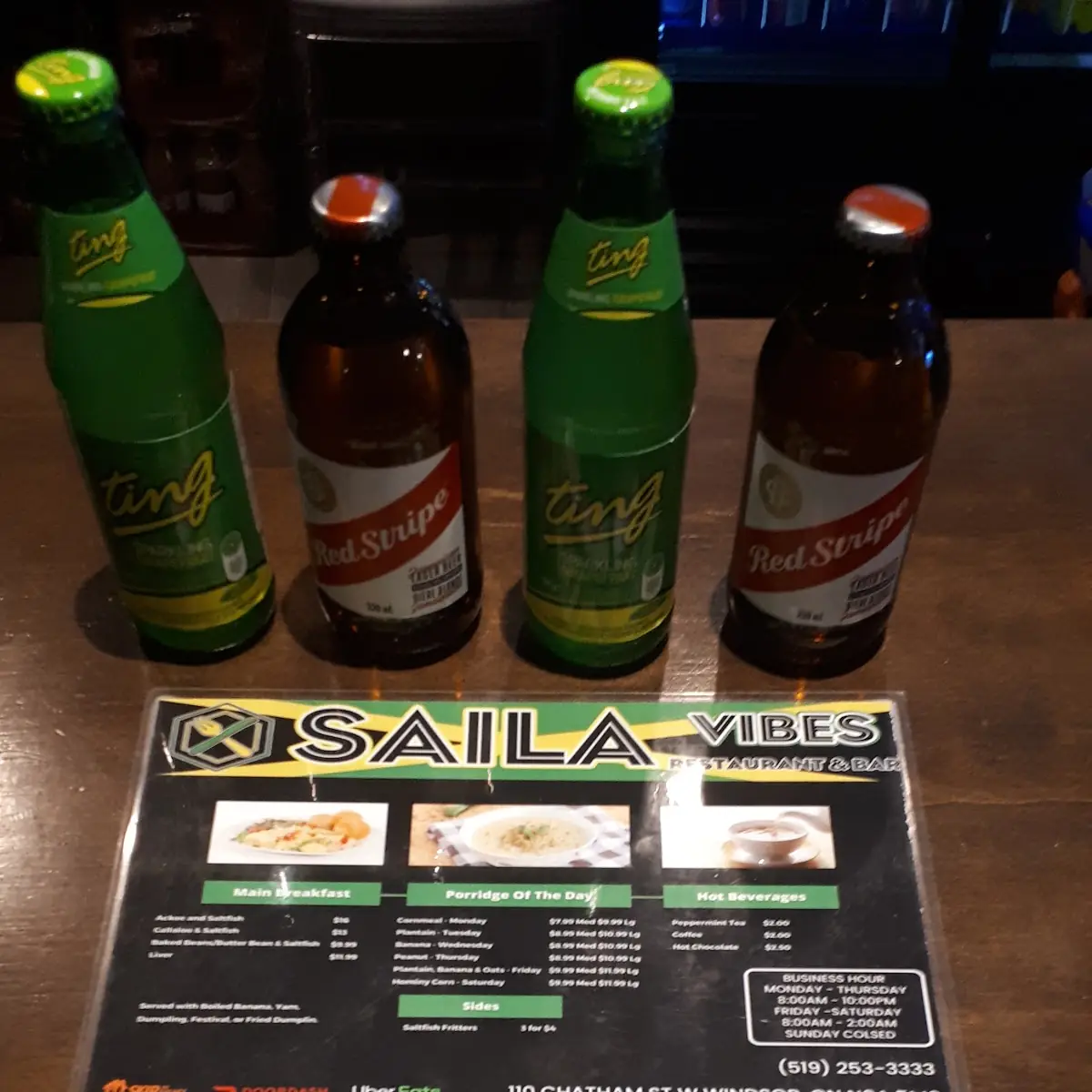 Menu, Saila Vibes Restaurant & Bar
