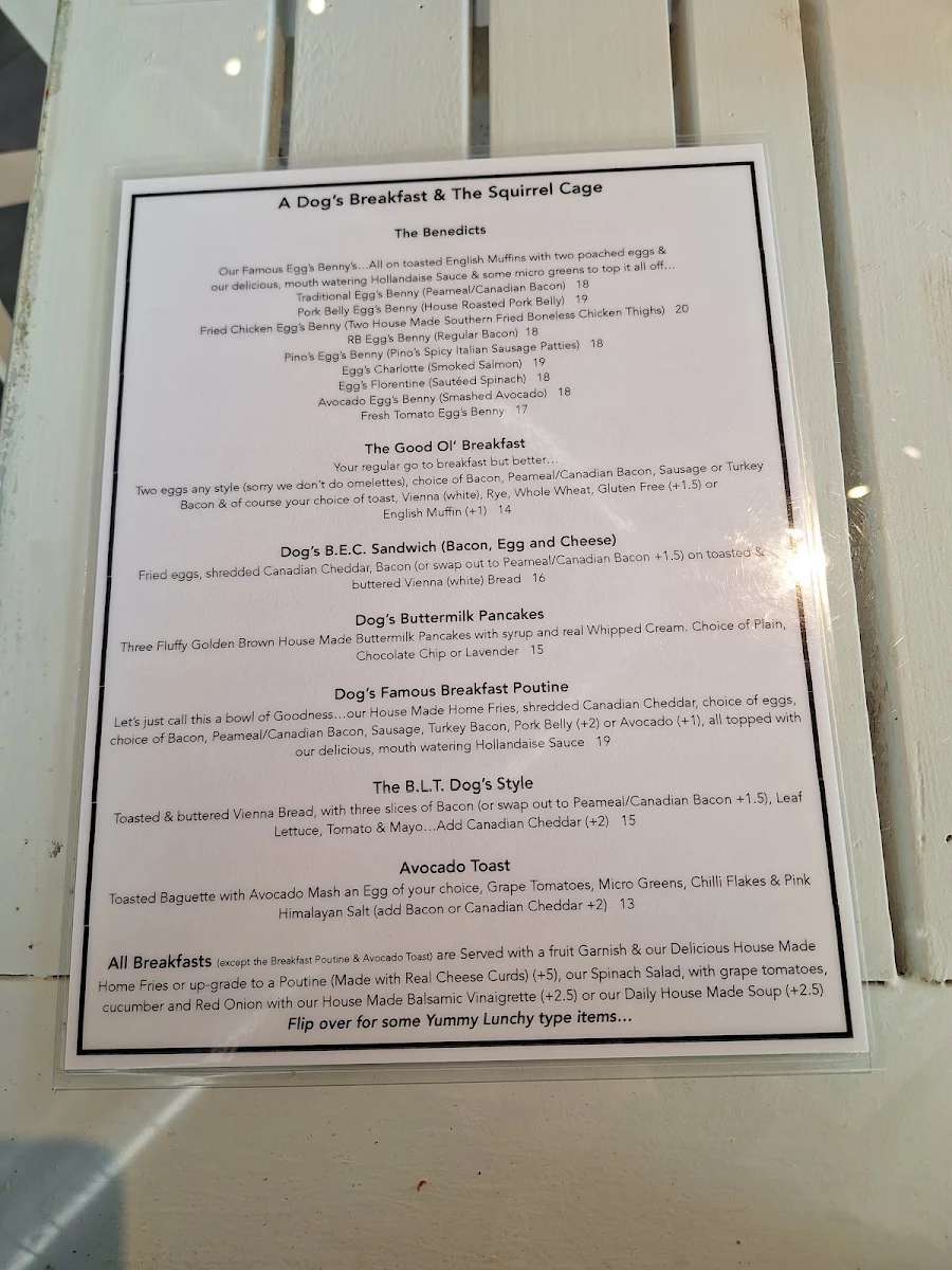 Menu, A Dog's Breakfast