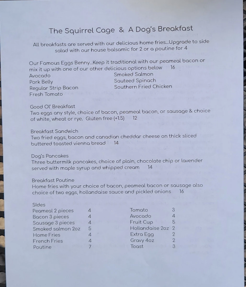 Menu, A Dog's Breakfast