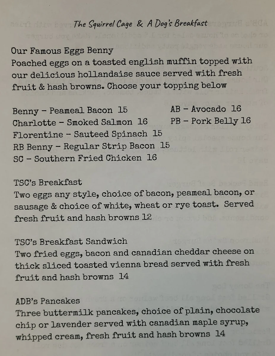 Menu, A Dog's Breakfast