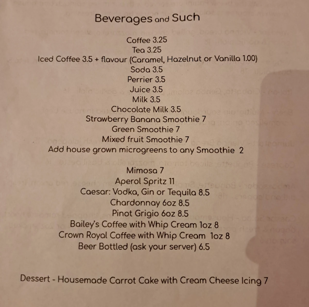 Menu, A Dog's Breakfast