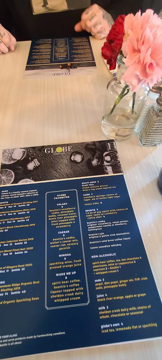 Menu, The Globe Restaurant
