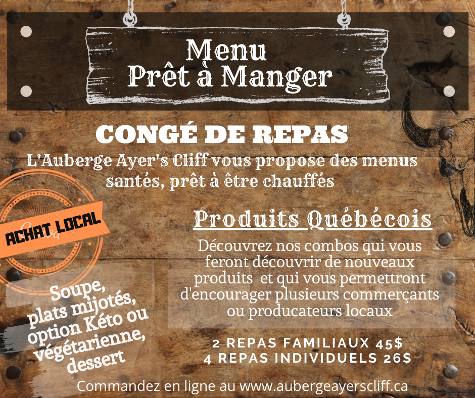 Menu, Auberge Ayer's Cliff
