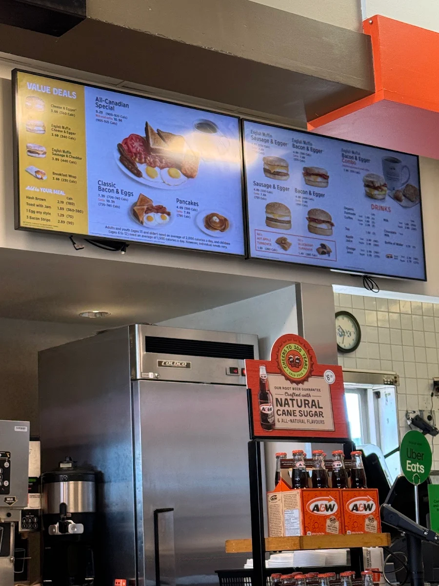 Menu, A&W Canada
