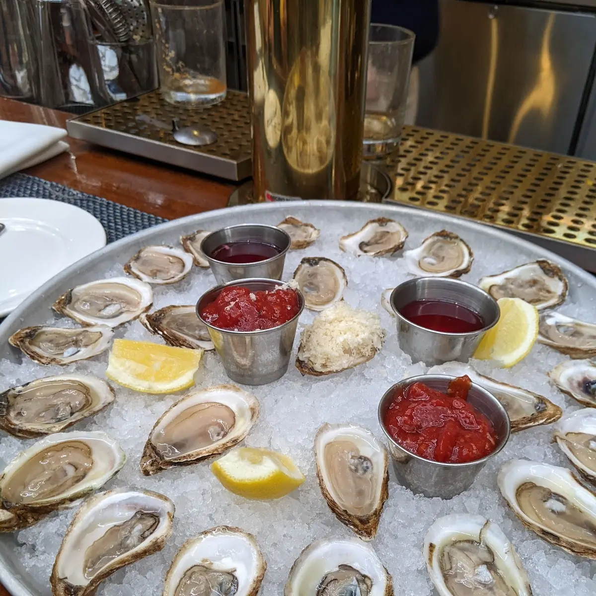 Fresh Raw Oysters with Cocktail Sauce