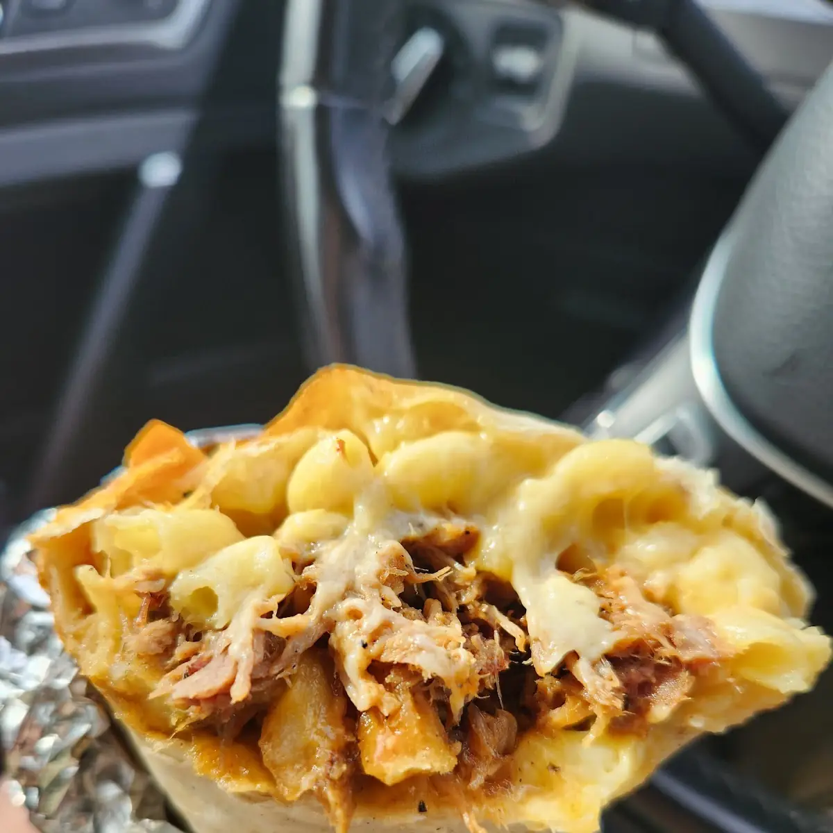 Pulled Pork Mac and Cheese Burrito