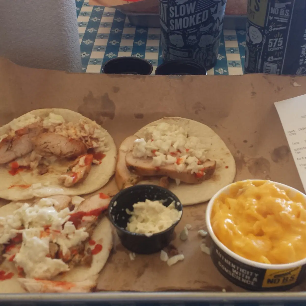 Chicken Tacos and Mac and Cheese