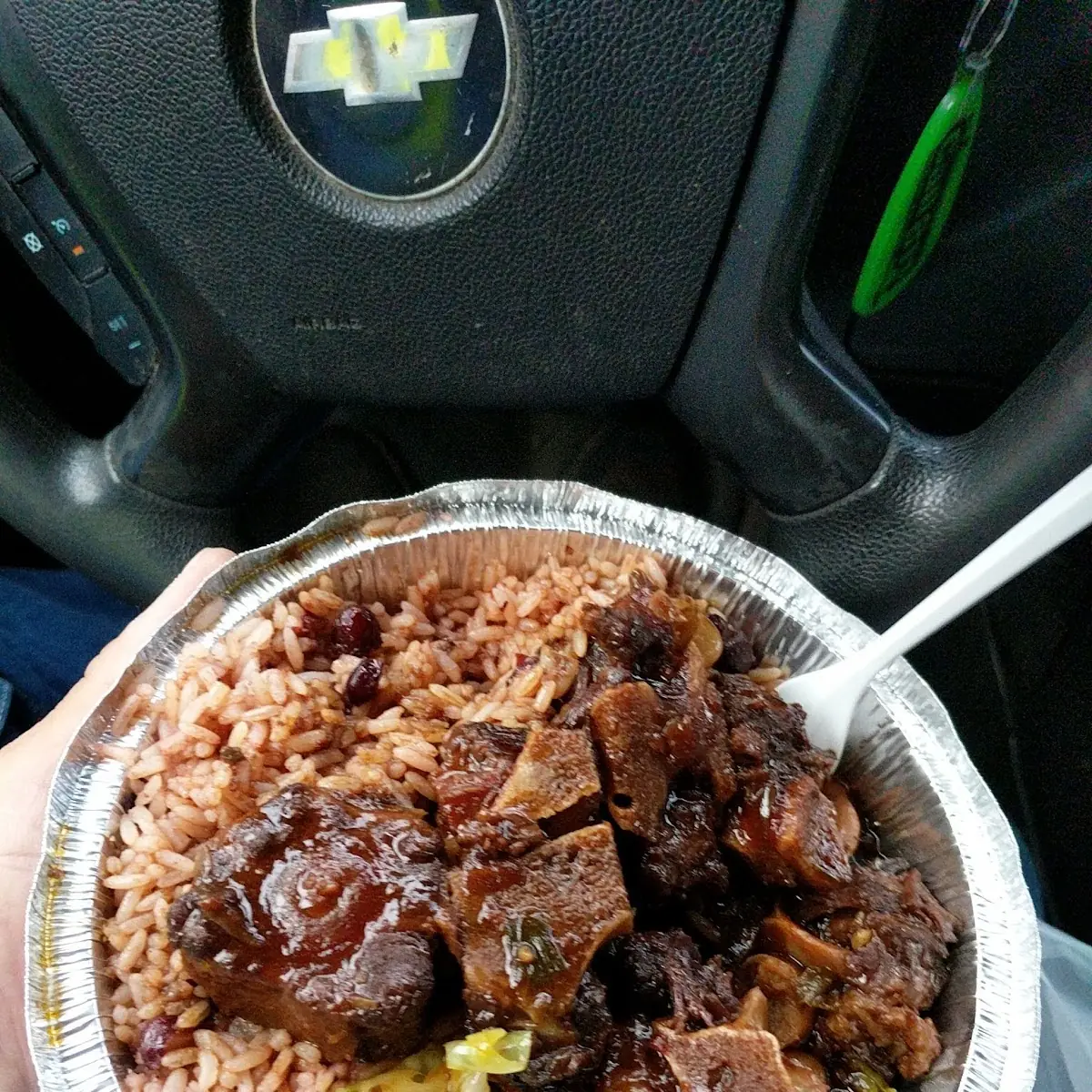 Ox Tail with Rice and Peas and Cabbage