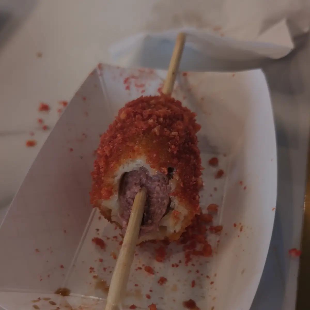 Hot Cheetos Mozzarella Corn Dog
