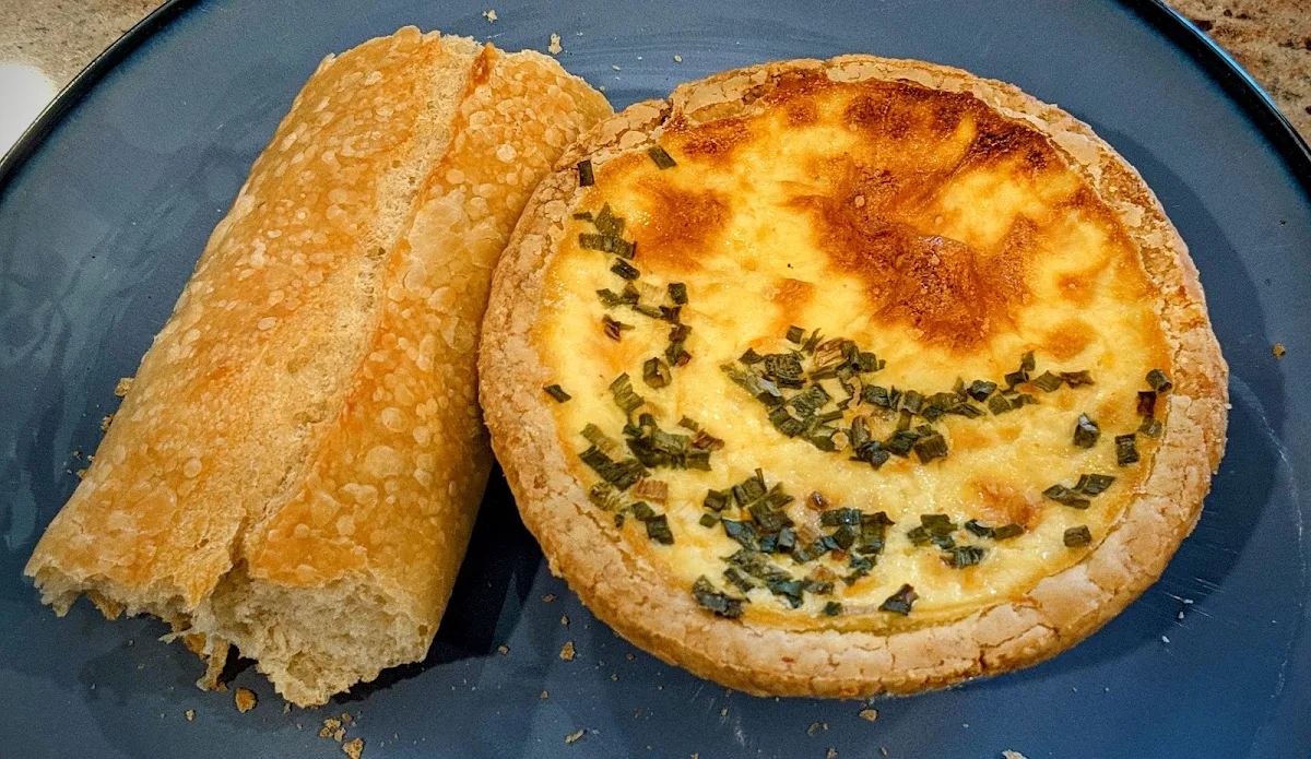 Caramelized Onion Quiche with Baguette