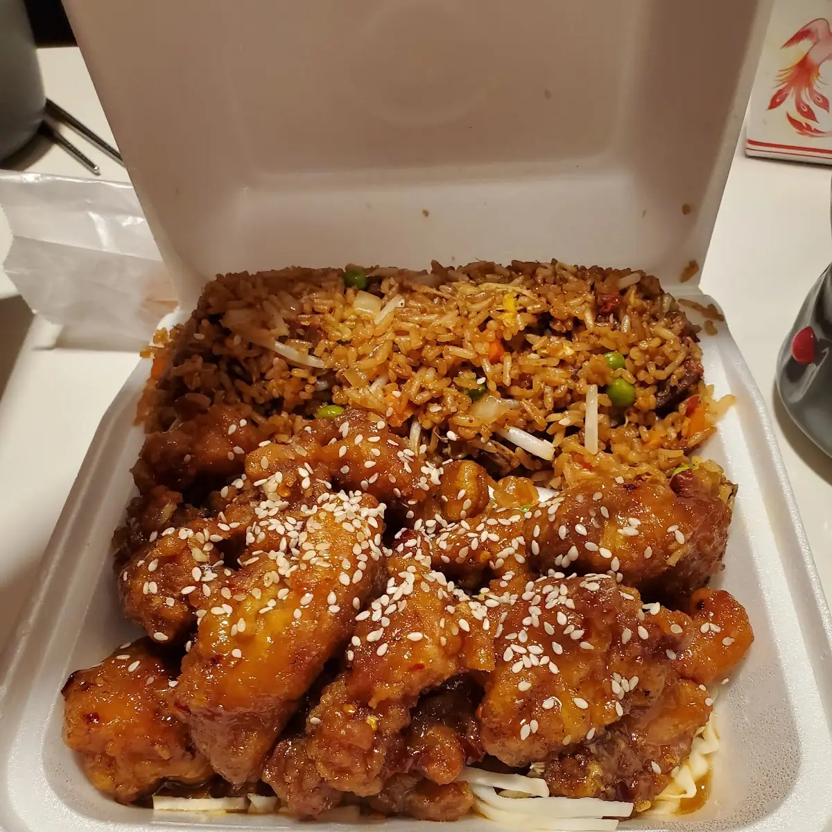 Sesame Chicken with Pork Fried Rice