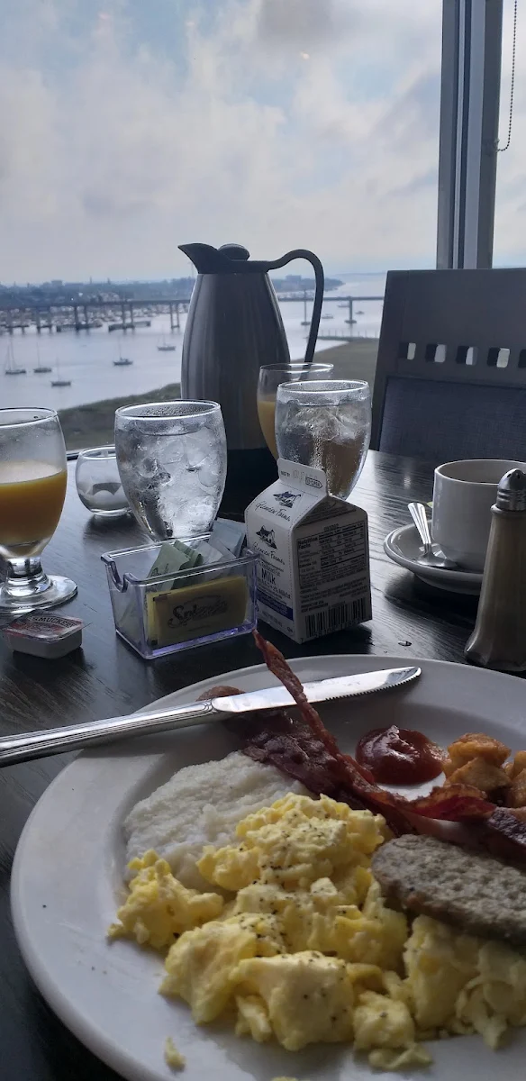 Grits Bacon Sausage and Scrambled Eggs