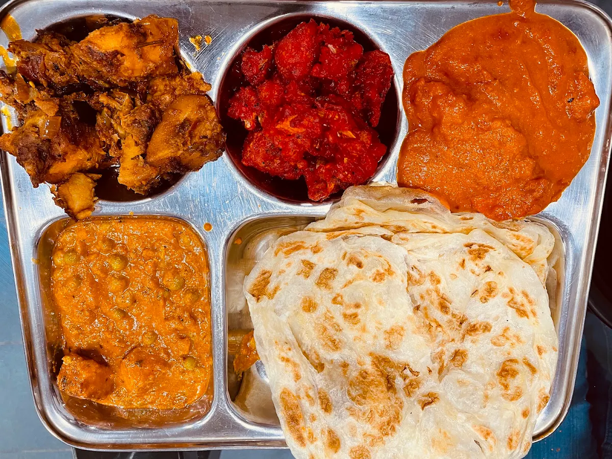 Parratha with Curry Chicken, Raj Bhavan Take Away and Dine In