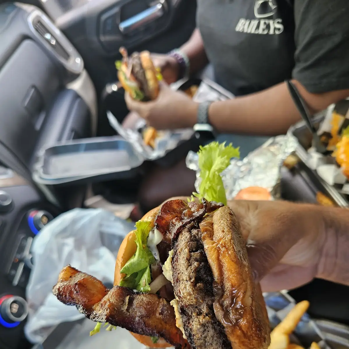 Black and Blue Cheese Burger and Fries