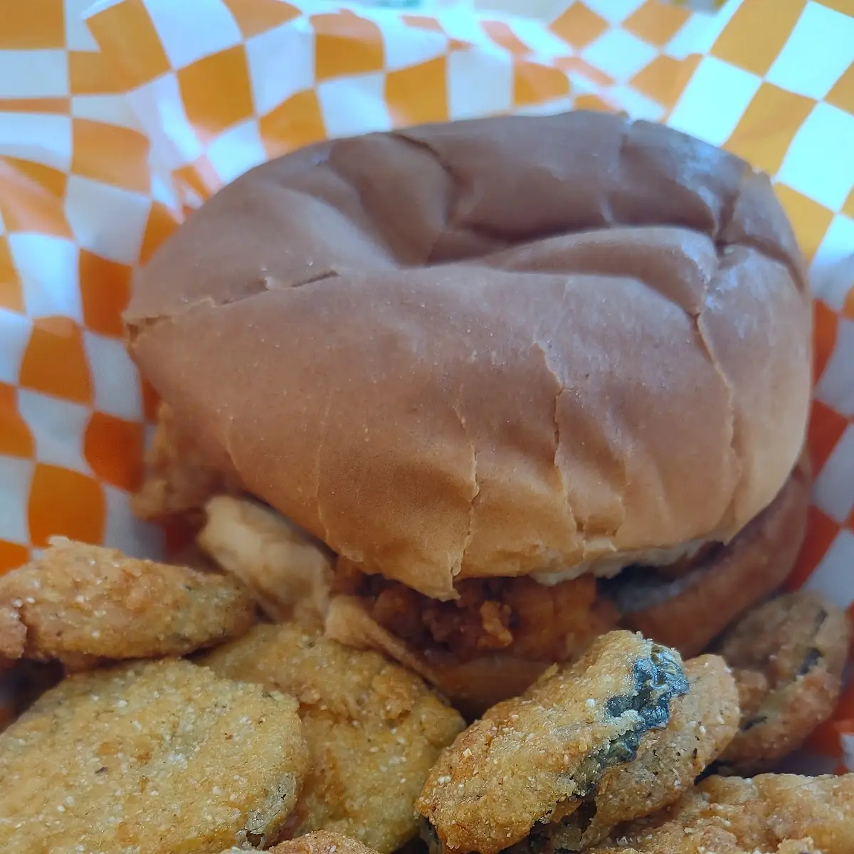 Buffalo Chicken Sandwich with Fried Pickles