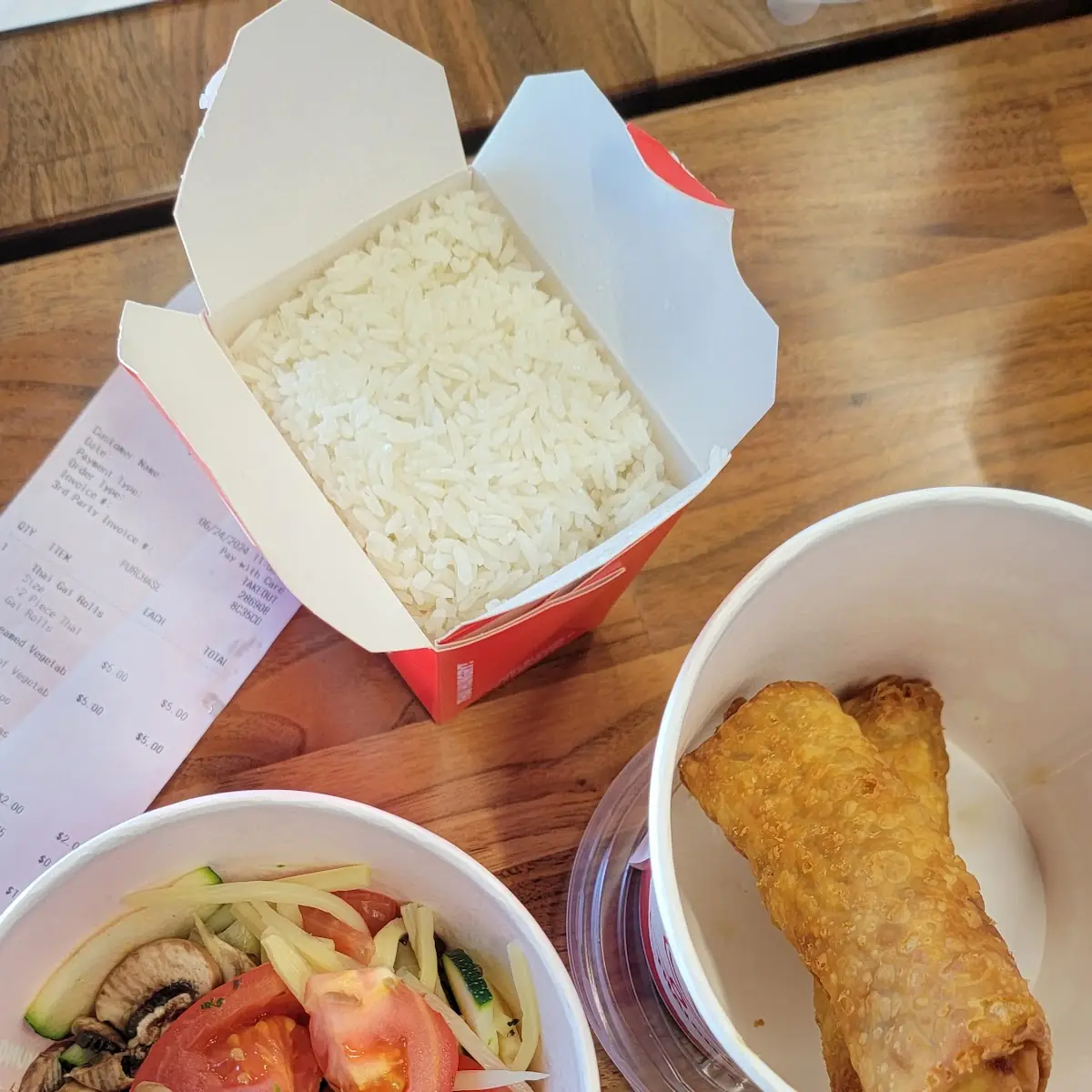 Egg Roll and Steamed Vegetables