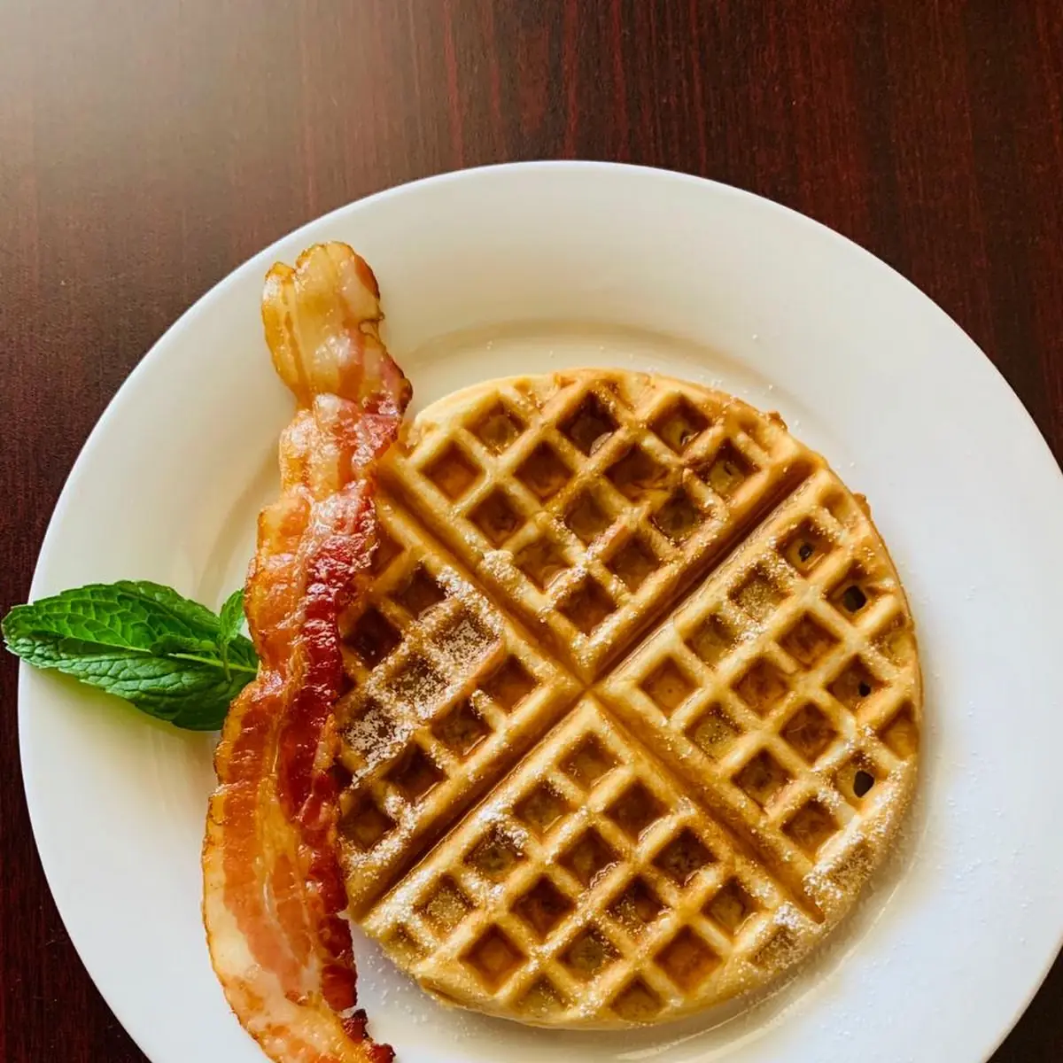 Belgian Waffles & Cinnamon Bacon
