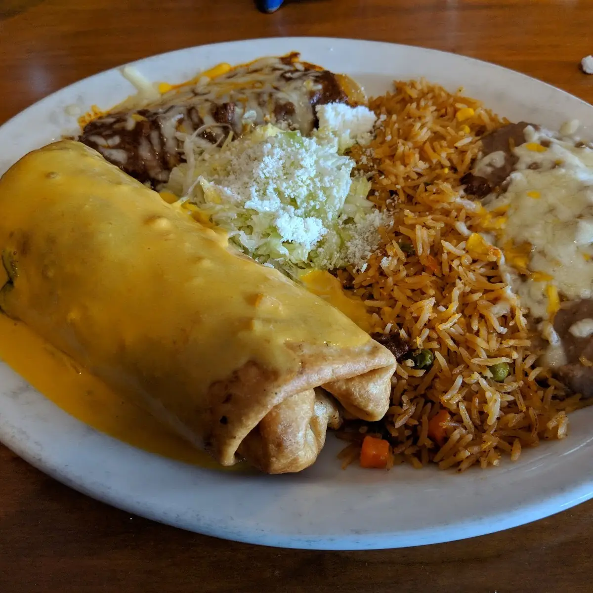 Beef Enchilada and Brisket Chimichanga