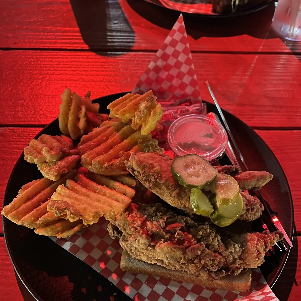 Tenders with Waffle Fries