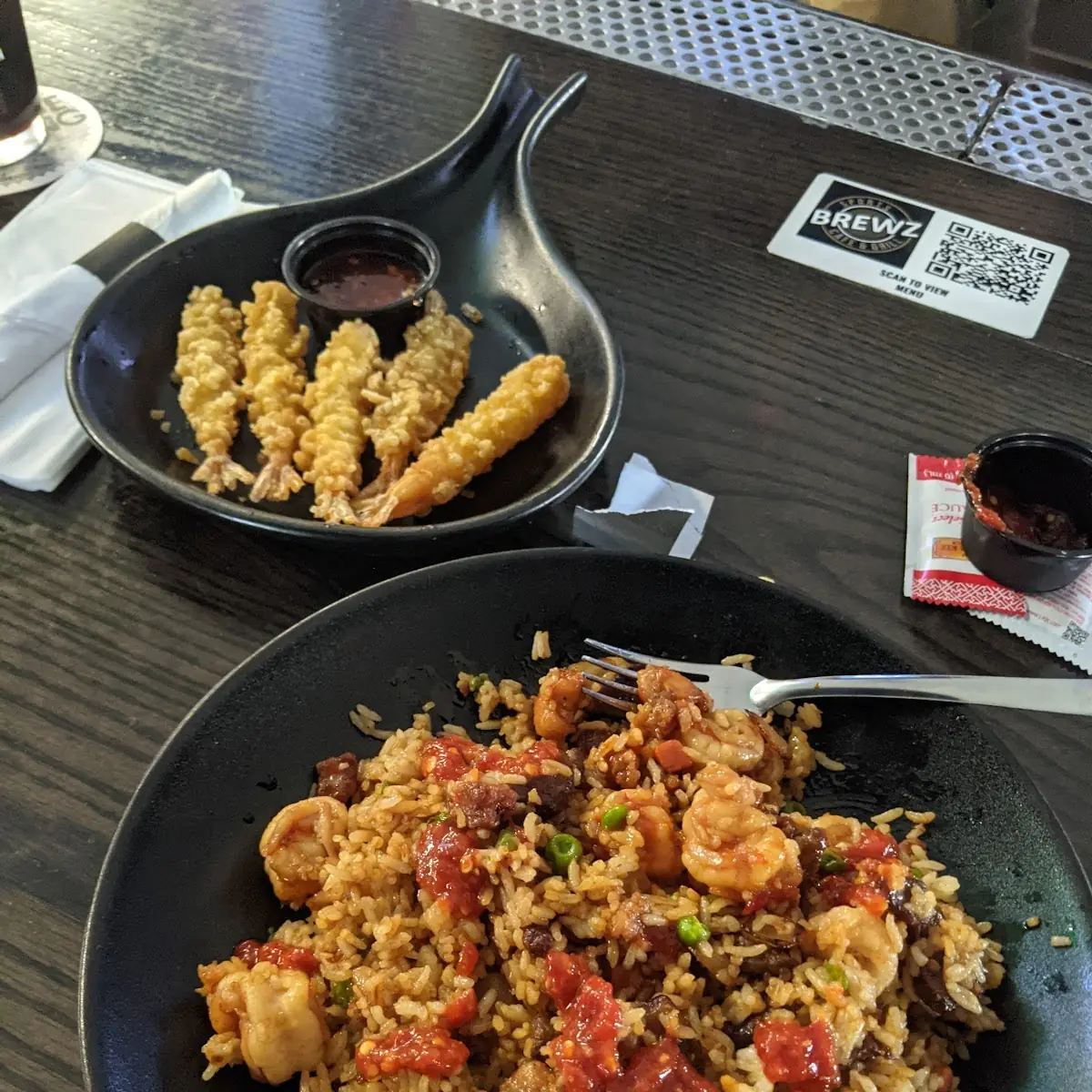 Combination Fried Rice and Shrimp Tempura