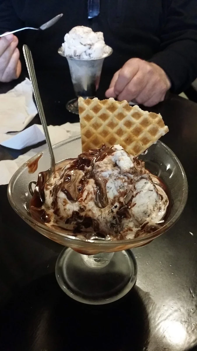 Almond Joy Ice Cream with Hot Fudge