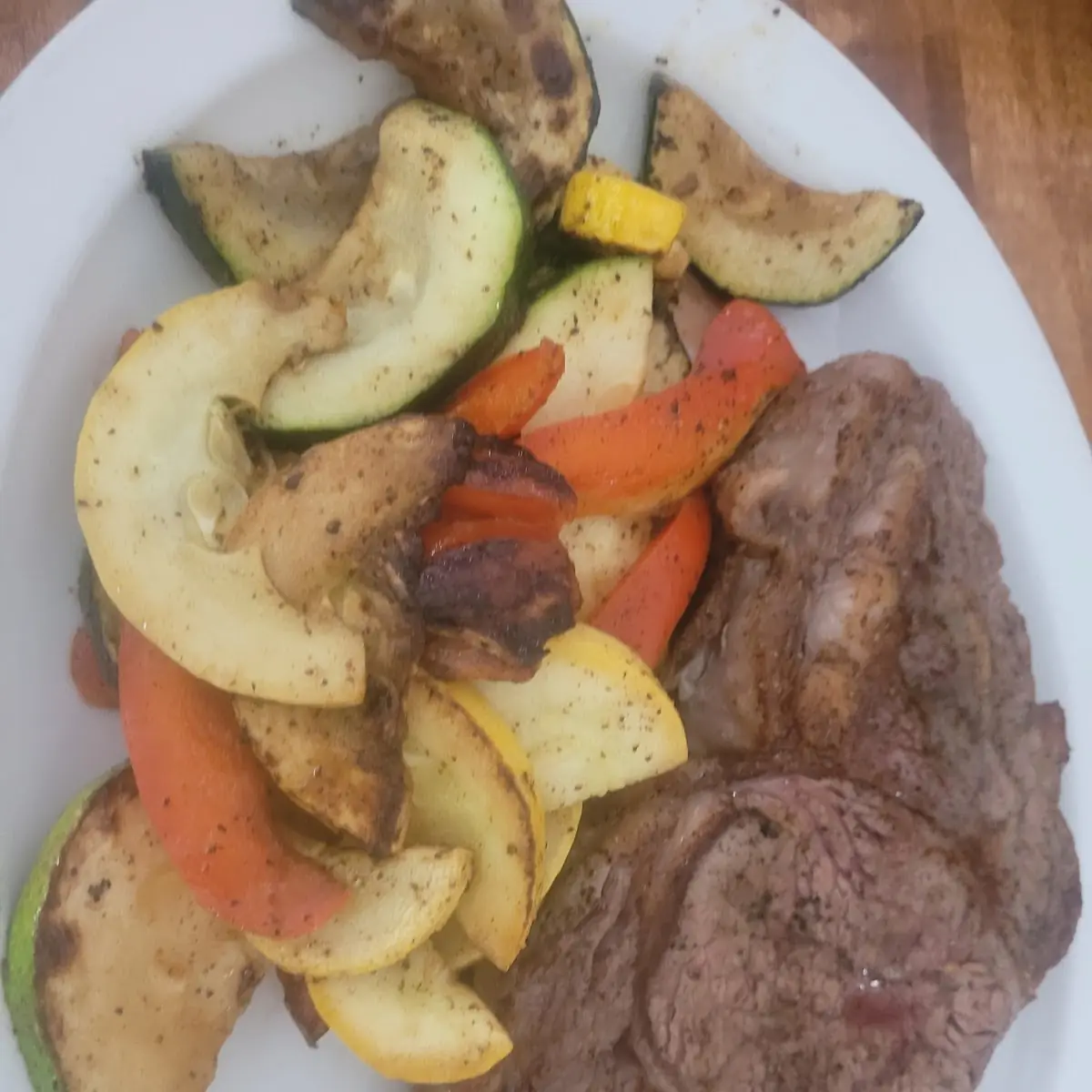 Ryb Eye Steak with Sauteed Veggies