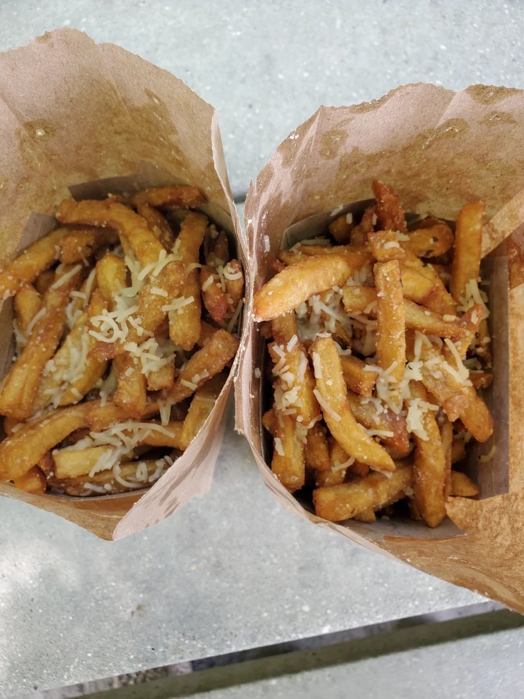 Garlic Parmesan French Fries, Ma and pas Country Fries Chip Wagon