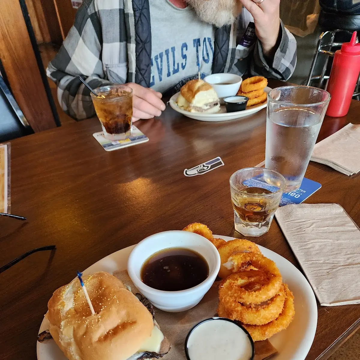 French Dip Sandwich with Onion Rings
