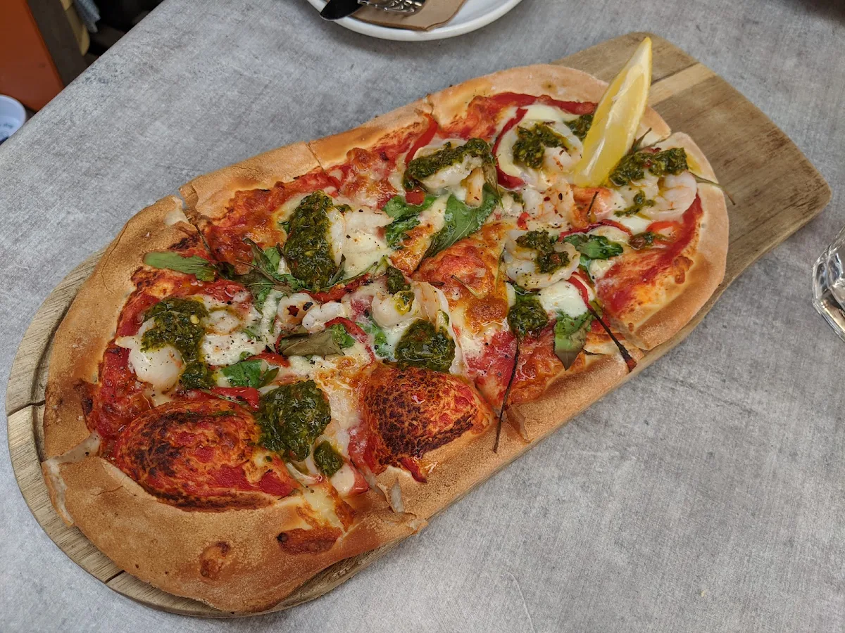 Chilli Prawn Pizza, Four Hands Tapas & Pizza Restaurant