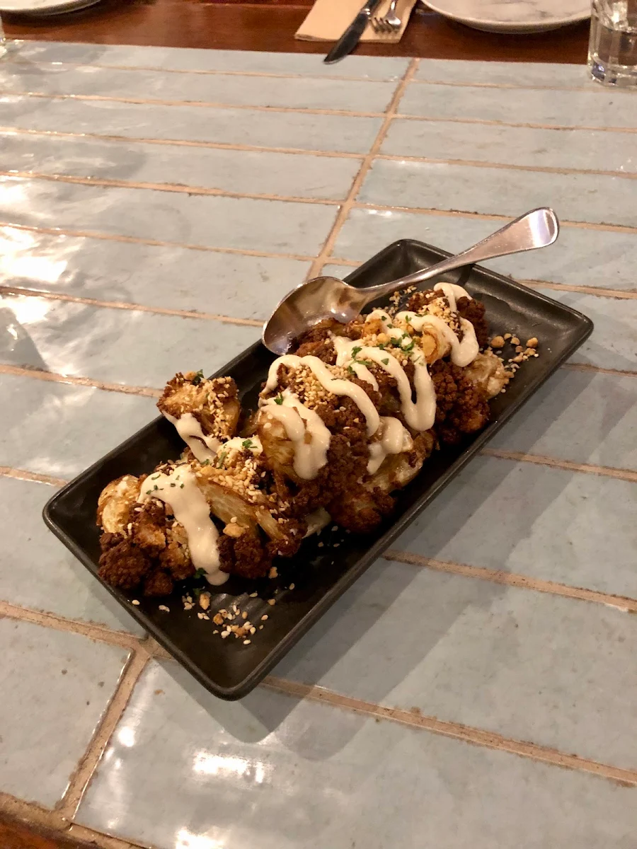 Dukkha Crusted Cauliflower Confit Garlic Tahini, Four Hands Tapas & Pizza Restaurant