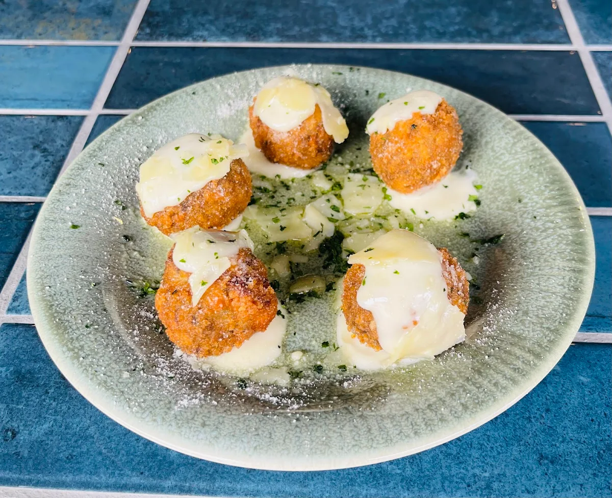 Manchego Pecorino Mozzarella Cheese Croquettes, Four Hands Tapas & Pizza Restaurant