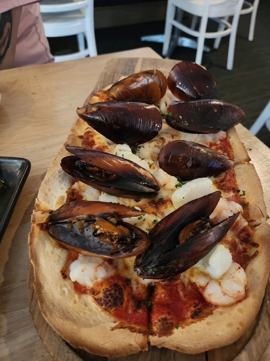Seafood Marinara Pizza, Four Hands Tapas & Pizza Restaurant